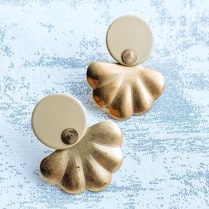 Brass Seashell Drop Earrings